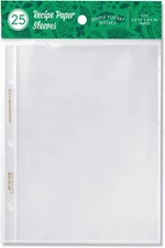 Binder Page Protectors for 4X6 Recipe Cards or Photos (25 Count) | Crystal Clear