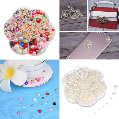 US 5600 Set DIY Half Artificial Pearl Bead Flat Back Beads Craft Nail Art