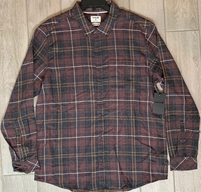 Hurley Mens Shirt Brown Size XL Button 