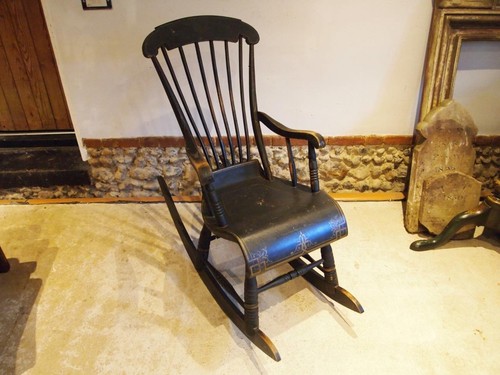 Chair rare Boston rocking chair original paint c1840 - Picture 2 of 12