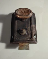 Vintage Russwin Turn Knob Door Latch Deadbolt Lock Collectible Hardware Used