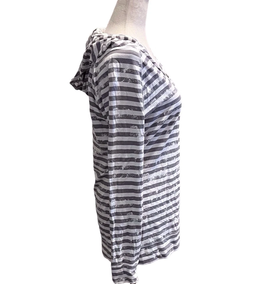 SOYBU JERSEY GRANDE GRIS TONO Y BLANCO RAYAS MANGA LARGA SUDADERA CON CAPUCHA MUJER Foto 3 de 4