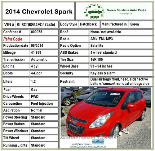 2014 - 2015 CHEVROLET SPARK Front Axle Shaft Automatic Gas Driver Left LH OEM - Picture 6 of 13