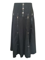Black Gothic Steampunk Punk High Low Long Pinstripe Corset Vamp Pirate Skirt Black Gothic Steampunk Punk High Low Long Pinstripe Corset Vamp Pirate Skirt