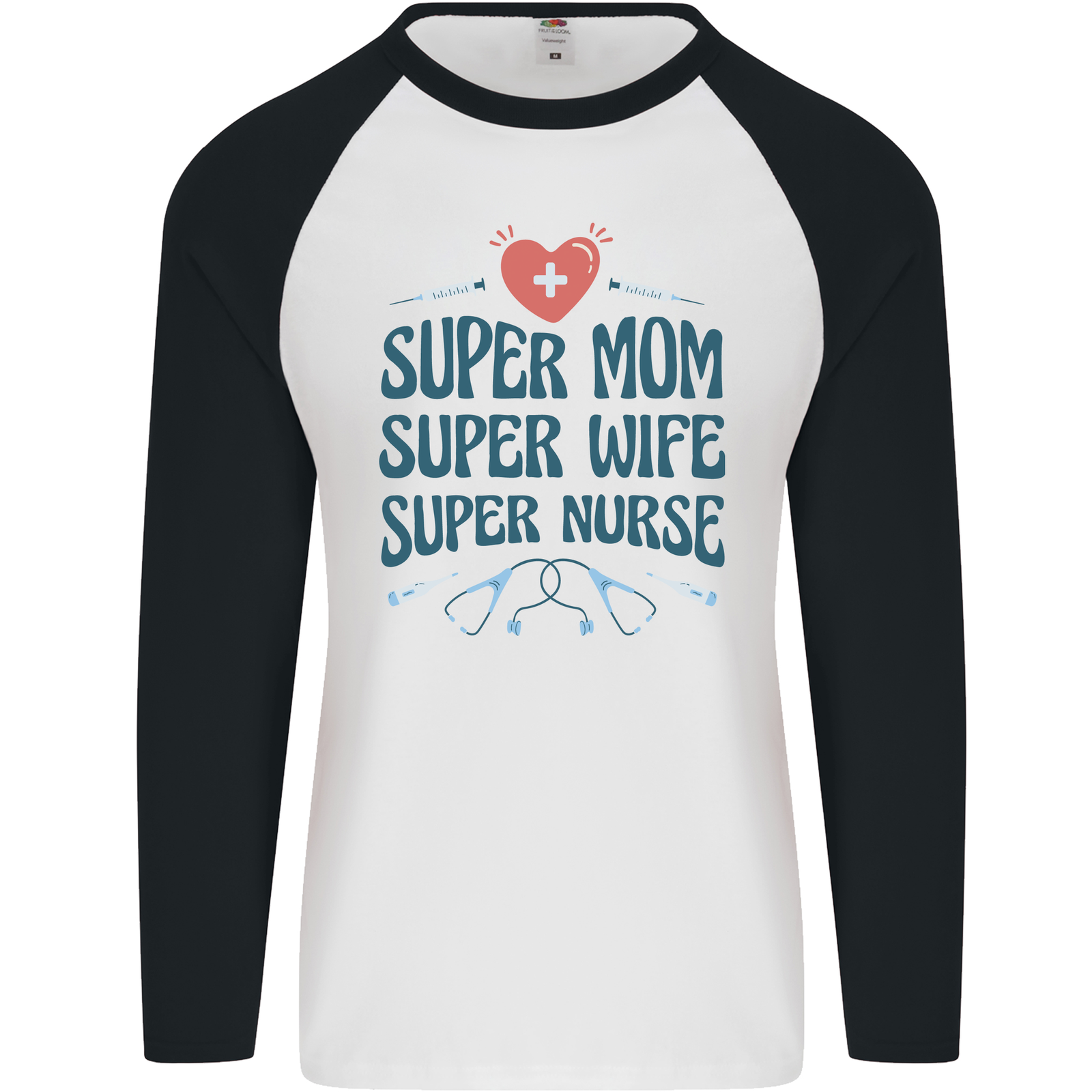Super Mom Wife Nurse Mothers Day Gift Mens L/S Baseball T-Shirt