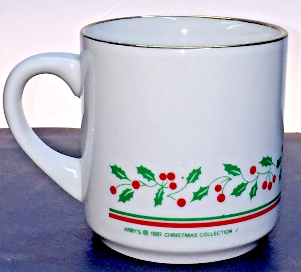 Vintage Arby's 12oz Restaurant Christmas Collection Coffee Cup Mug 1987