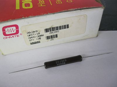 Box of 35 Ohmite 20J3K0 Wirewound Power Resistors 10 watt 3K 3000 Ohm