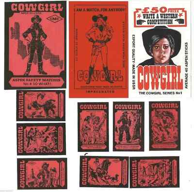 Soviet Latvia Matchbox Labels Export Market Cowgirl Western MF BALTIJA