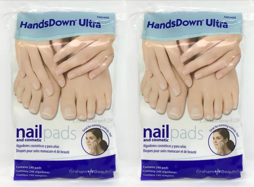 GRAHAM- HandsDown Ultra Nail & Cosmetic- Makeup Remover Pads- 240 pads x 2 bags