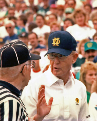 T-shirt Vintage Notre Dame Fighting Irish Lou Holtz - Taille XL - Bleu Marine - Années 90