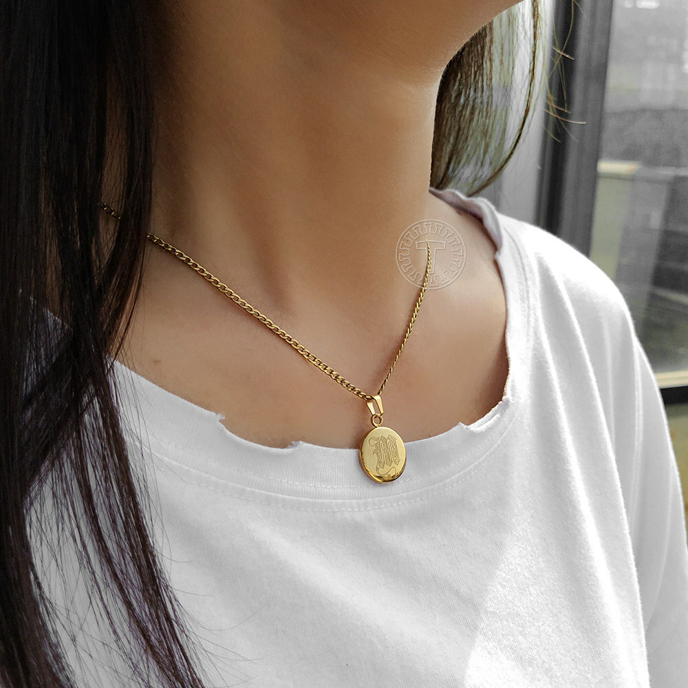 Letter A-Z 14K Gold Filled Pendant Necklace Box Link Chain Jewelry For Mens Womens