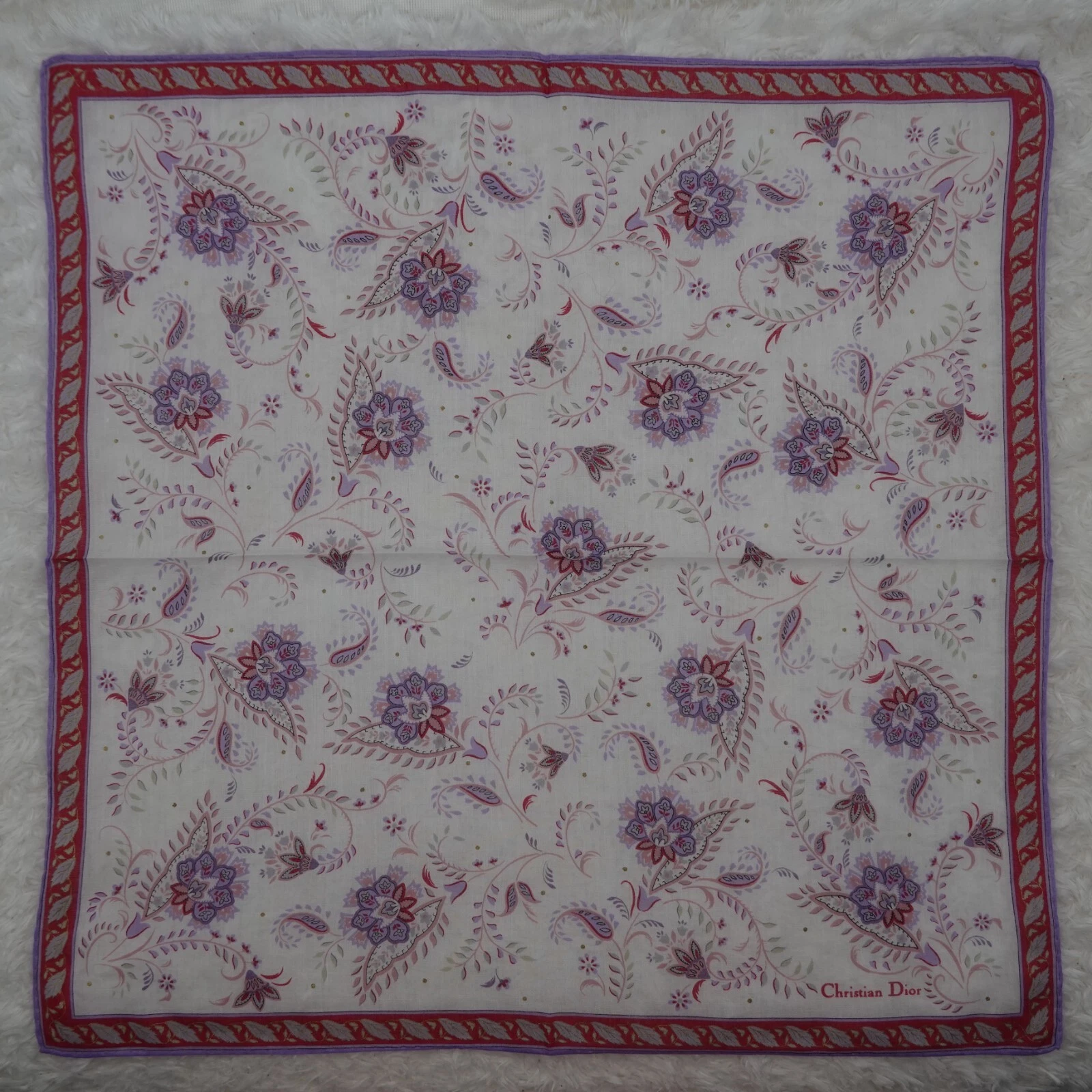 M235 CHRISTIAN DIOR foulard en coton pâlissier blanc foulards de poche carré 17