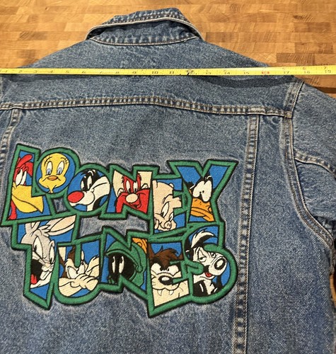 vintage 90s Looney Tunes kids embroidered denim jacket size L youth - Picture 14 of 17