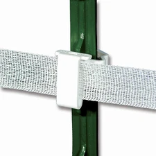 Powerfields TP-25-W T-Post Insulators, Wide White Poly Tape, 25-Pk. - Quantity 1