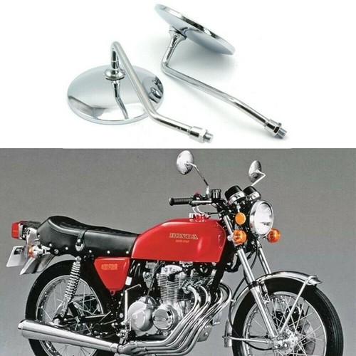 Chrome Round Mirrors For Harely Honda CL90 CT90 CB100 CL100 CL125 CB125 Suzuki - Picture 13 of 14