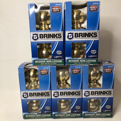 (5) BRINKS Interior Non-Locking Hall / Closet Polished Brass Round Door ...