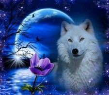 WOLF -- PARTIAL  DIAMOND  EMBROIDERY  CROSS - STITCH  3D DIAMOND