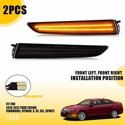 2X Front LED Side Marker Lights For 2010-2011 2012 Ford Fusion Sport Smoked EOOJ