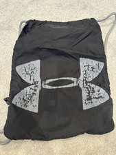 Under Armour Drawstring Backpack Sack Pack Sport Bag, Gray Black