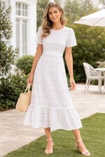 Hayden LA White Eyelet Lace Midi Dress | 100% Cotton | Size M