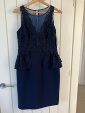 Womens Coast Lace Peplum Pencil Dress Navy Occasion Cocktail Party Ladies Sz 12