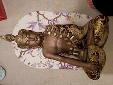 BUDDHA MEDITATING Sitting Ornament Figure Statue Figurine Rustic Copper