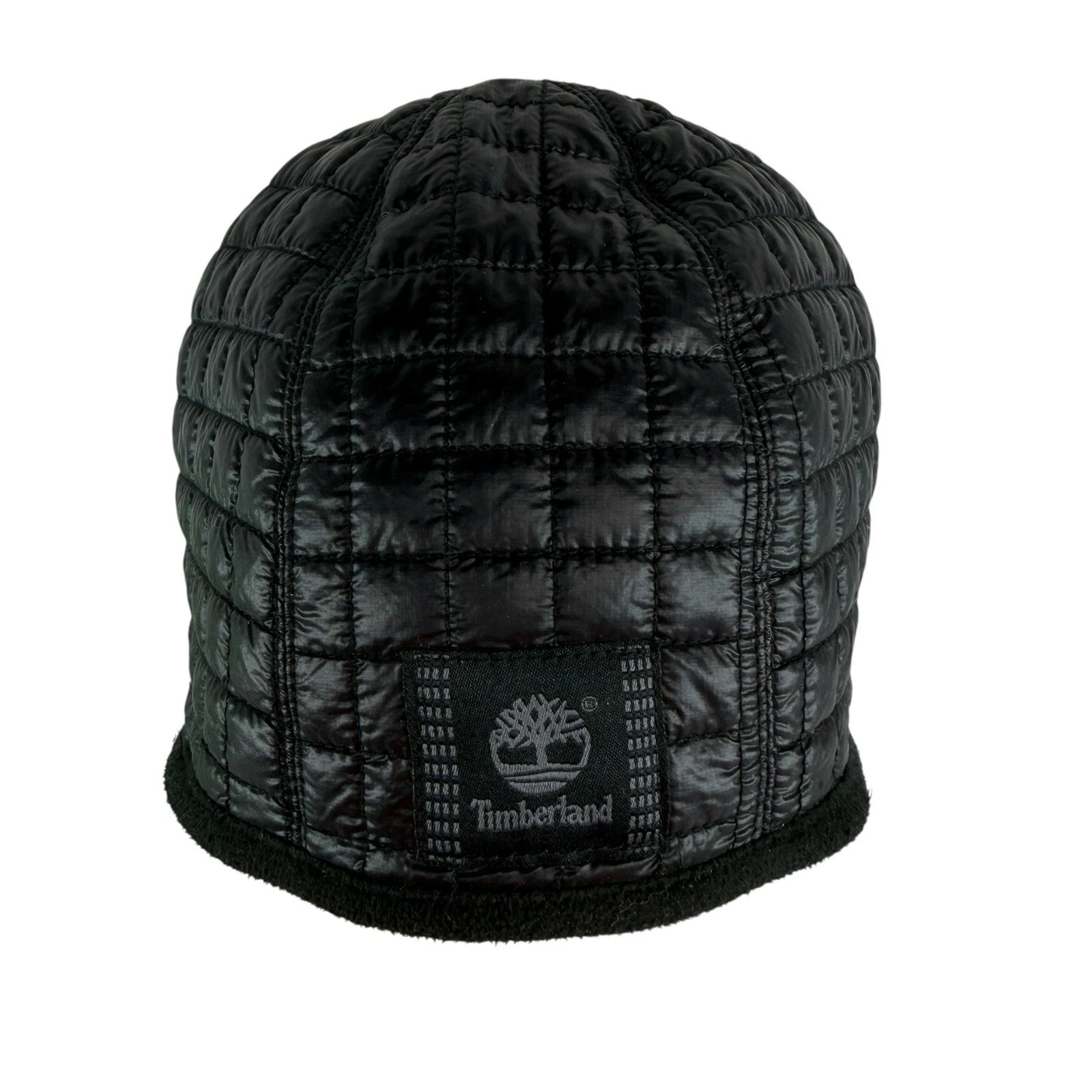 Timberland Nylon Quilted Hat Beanie Black Fleece Lined Hunting Outdoor Hiking