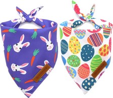 Easter Dog Bandanas 2 Pack, Triangle Reversible Pet Scarf, Premium Fabric S 