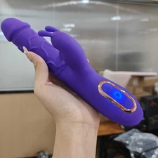 Heated Rabbit Dildo Vibrator Massage Wand G-Spot Clit Stimulator Sex Toys Women