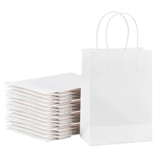 White Paper Bags with Handles Bulk 5.8"x3.2"x8.25" 100Pcs Gift Bags Small Siz...
