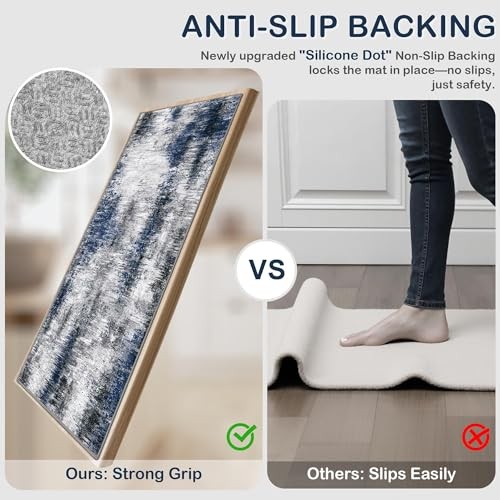  100% Non Slip Kitchen Rugs Sets of 3 Washable Kitchen Mats for Floor Abstract 