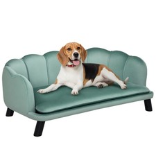 Velvet Large Dog Couch with Foam Cushioning, Soft Pearl Design Cute Dog Bed