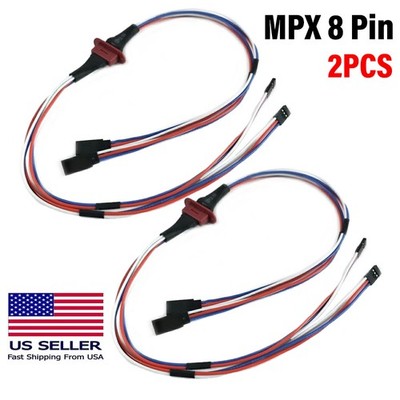 2PC MPX 8 Pin Multi-Wire Servo Extension Plug 2 Wire  Plug For RC Model