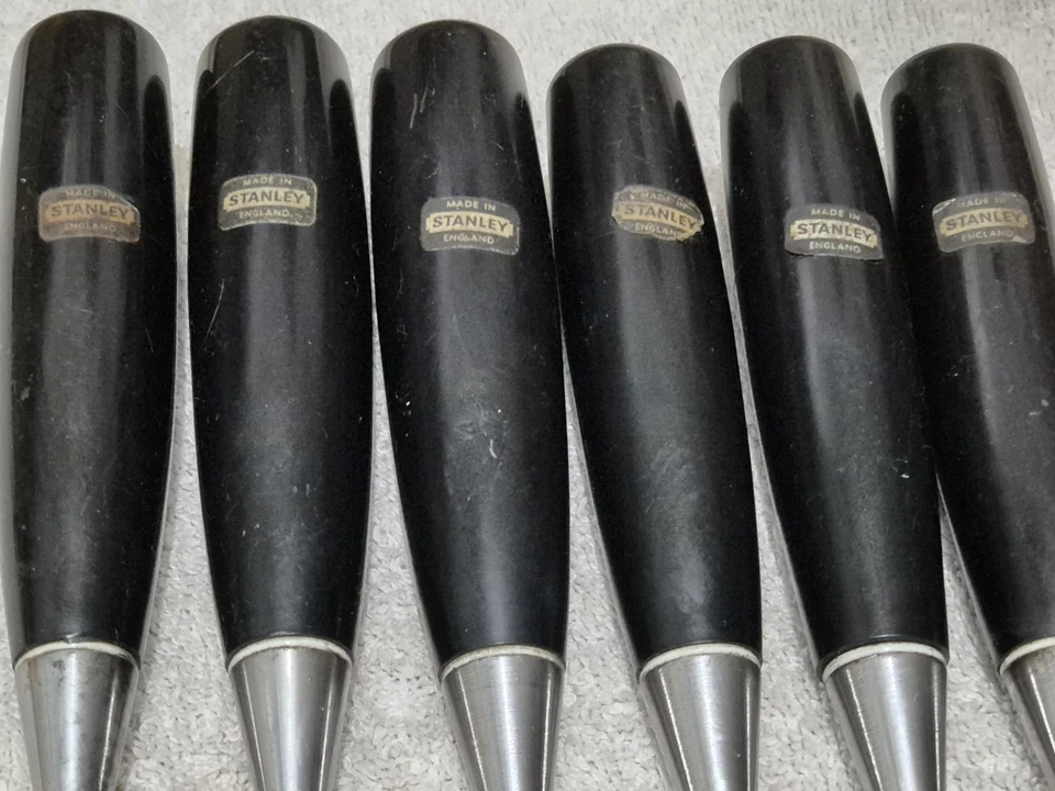 Fantastic Set Of 6 Vintage Stanely No 5001 Beveled Edge Chiseles - Image 3 of 4