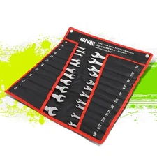 Durable Chrome Vanadium Steel Metric SAE 72 Tooth Ratcheting Wrench Set Kit