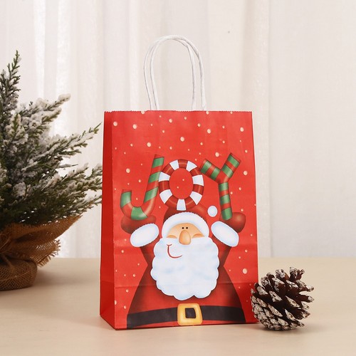 6 Piezas Bolsas de Papel Kraft de Papá Noel Bolsas de Embalaje de Regalo para Fiesta de Navidad - Imagen 5 de 8