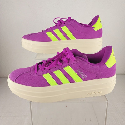 Adidas VL Court 3.0 Women 8 Bold Platform Suede Sneakers Skate Purple Yellow New