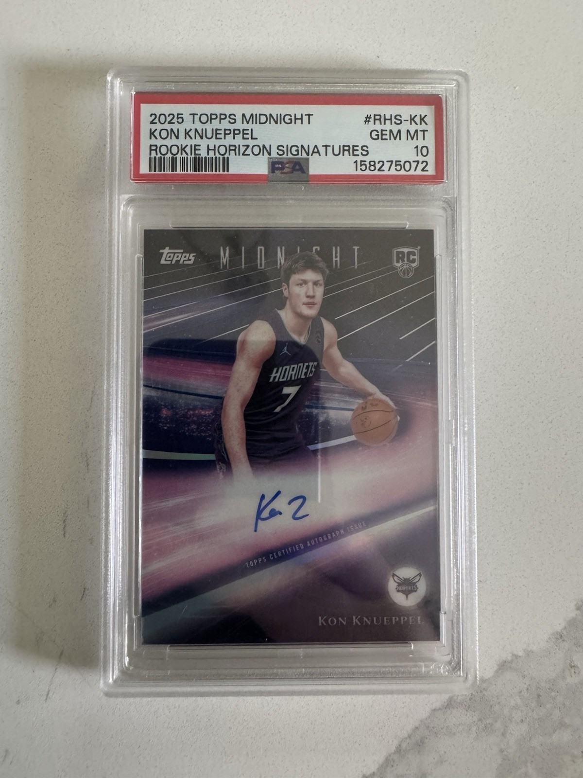 2025 Topps Midnight Kon Knueppel Rookie Horizon Signatures Auto PSA 10 POP 5 RC