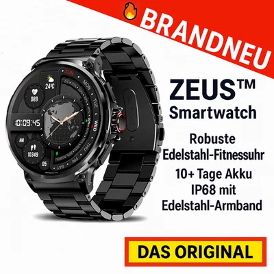 MAVURA Zeus™ Smartwatch - Rugged Stainless Steel Fitness Watch, 10+ Day Battery, IP68 w/ Black S