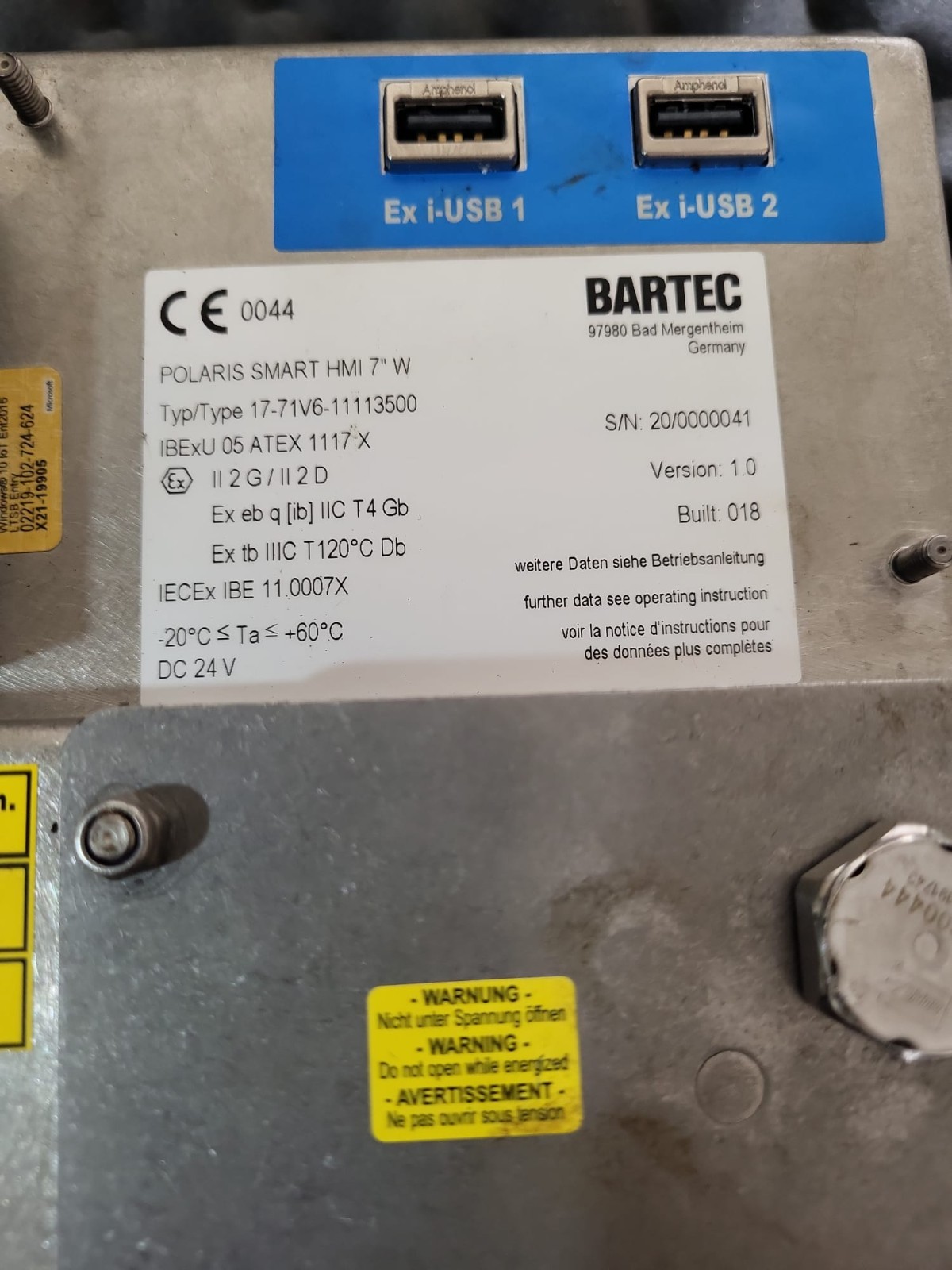 BARTEC POLARIS SMART HMI 7" W - 17-71V6-11113500 USED