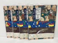 Vintage Made in USA Gift Wrap Lot of 4 Packs, 8 Designs, Cats Floral Retro
