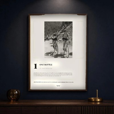 Coppi and Bartali Art Print, One Bottle, Tour de France 1952, Vintage Black and
