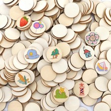 400 Pcs Unfinished Wood Craft Circle Cutouts 1 Inch