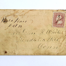 Scott #65 Cover Paola Kansas Nine Months After Statehood Pen Cancel 1861