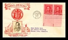 US COVER JAMES FENIMORE COOPER FAMOUS AMERICANS FDC PAIR CROSBY PHOTO CACHET