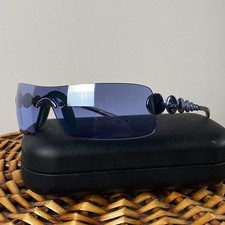 Christian Dior by John Galliano Ruthenium Blue Shield Rimless Metal Sunglasses