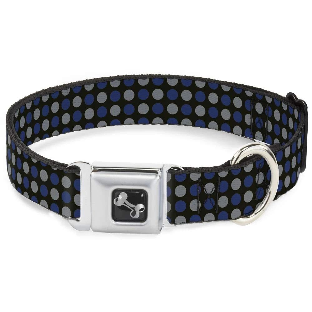 Buckle-Down Pet Collar, Dog Collar Metal Seatbelt Buckle, Mini Polka Dots Black