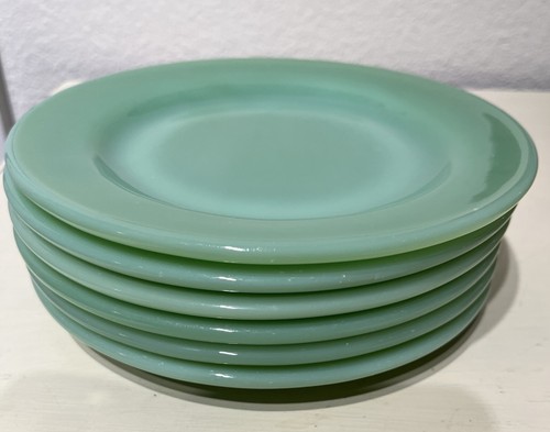 Jadite-Jadeite Fire King Ware Restaurant Salad/ Pie Plate 6 3/4" Lot Of 6
