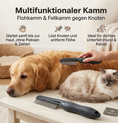 TAKE CARE multifunktionaler Flohkamm & Fellkamm gegen Knoten