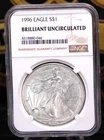 1996 Silver Eagle NGC BU 💫 Key Date .999 Fine Silver 🪙 LOT 045